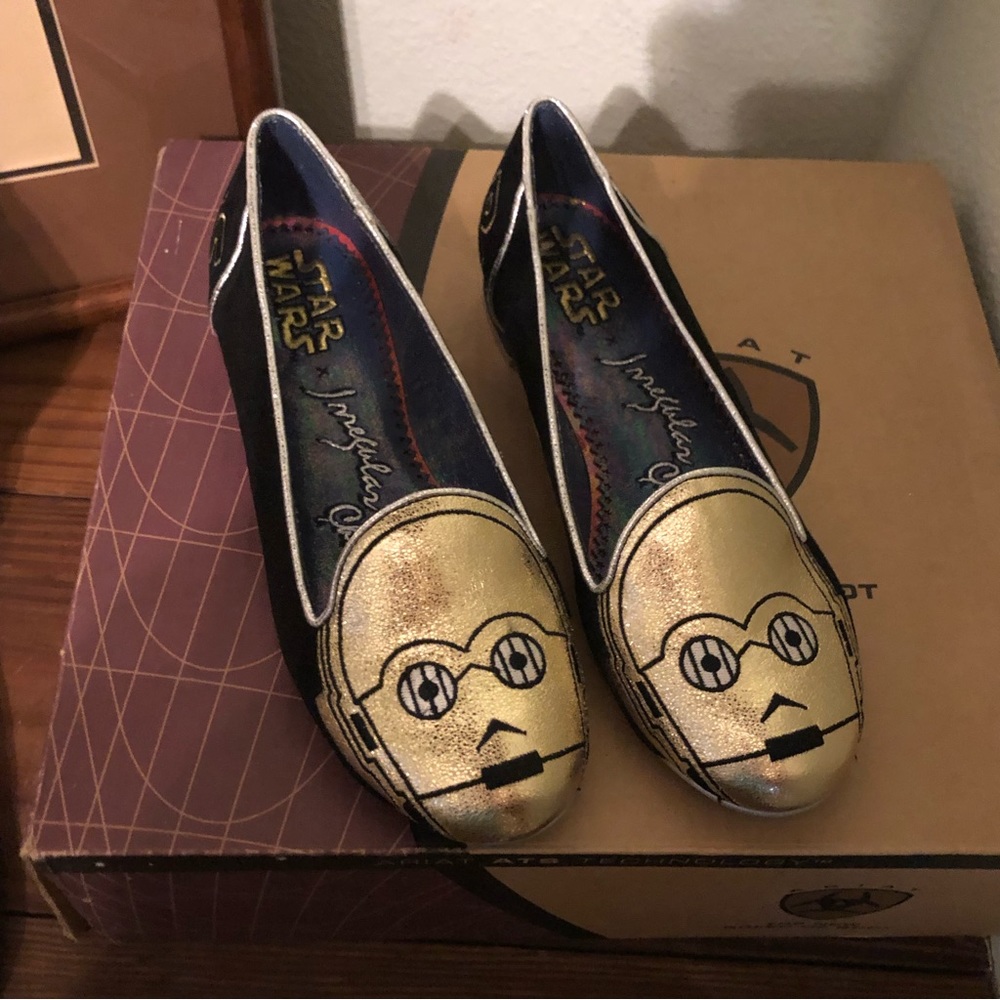 Star Wars Irregular Choice C-3PO Gold Women's Flats Shoes New 8
